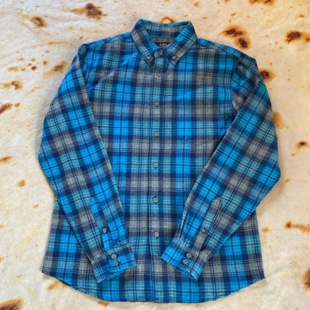 Lee Men's Blue Plaid Casual Shirt